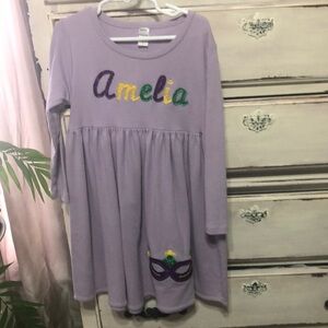 Purple Kids Casual Dress Amelia. Mardi Gras